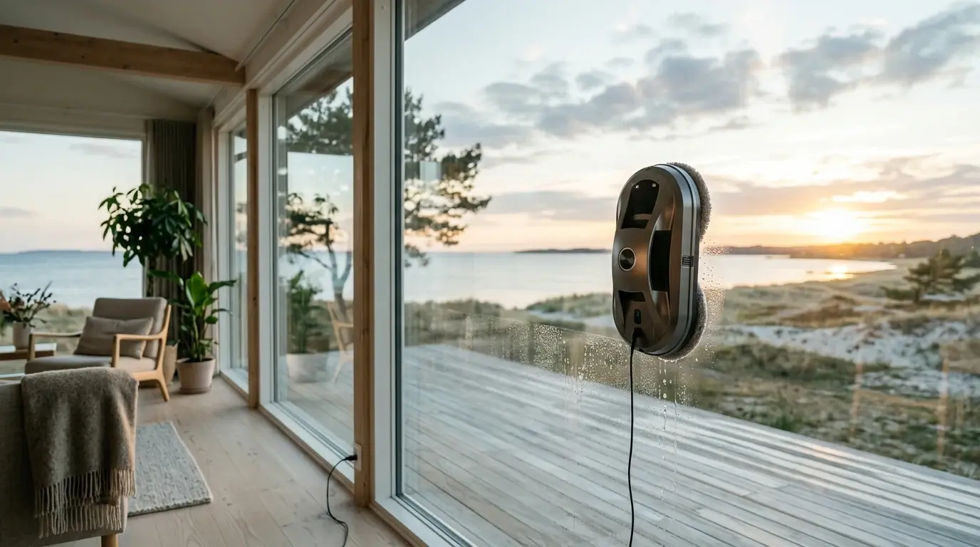 Robot vinduespudser illustreret som robotvinduespudsere hos Robotvalg.dk