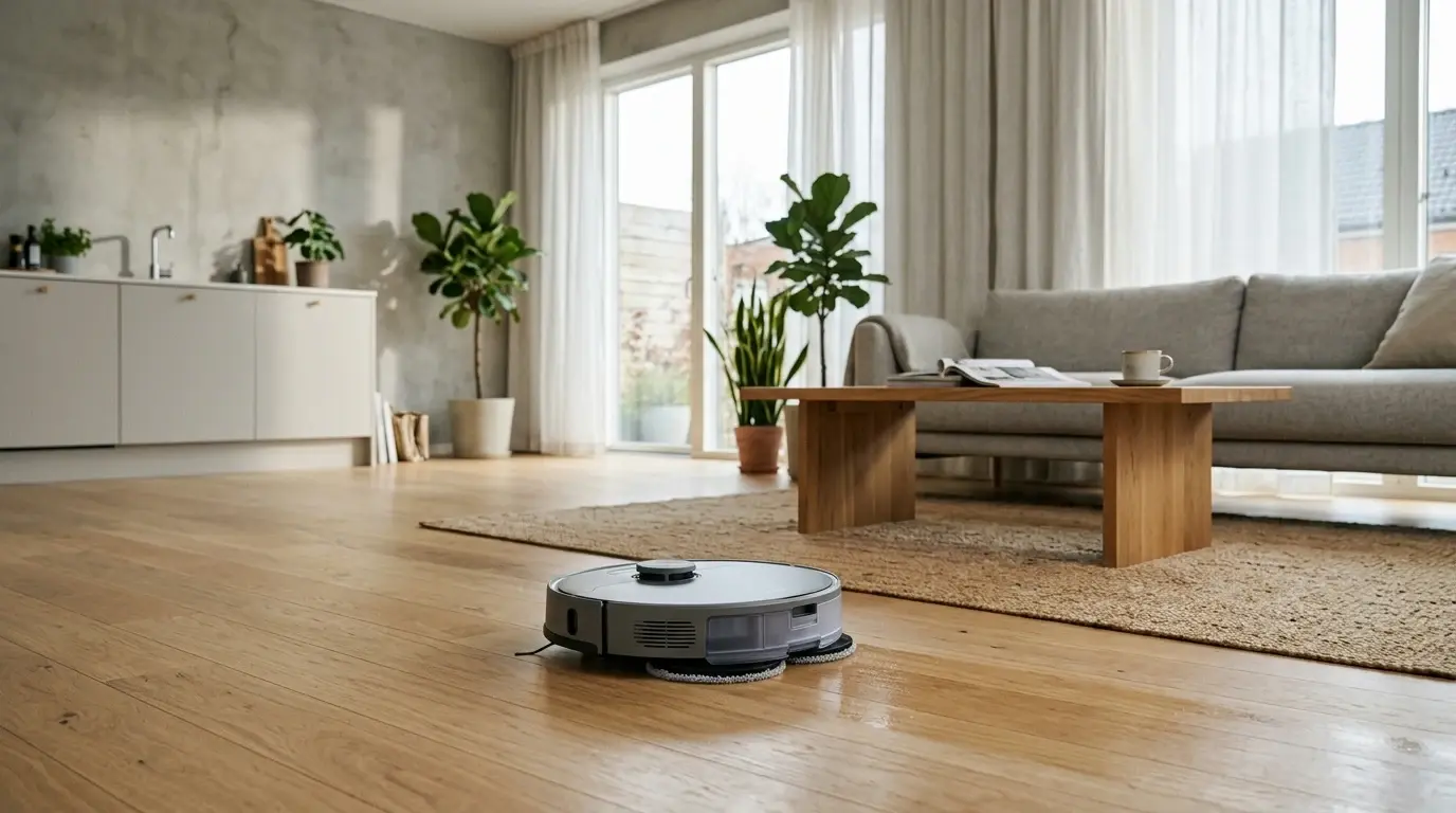 Robotstøvsuger med gulvvask illustreret som robotstøvsugere hos Robotvalg.dk